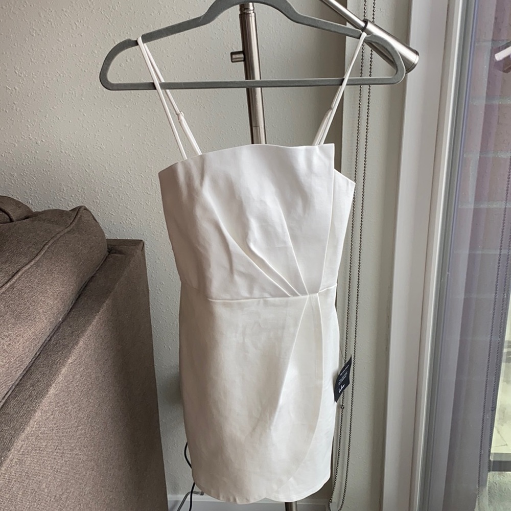 Lulu’s Drinks On Me White Sleeveless Pleated Bodycon Dress